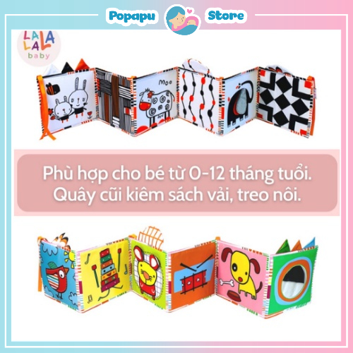 Thẻ gấp kích thích thị giác kiêm quây cũi Lalala Baby cho trẻ sơ sinh, đa tương tác có âm thanh