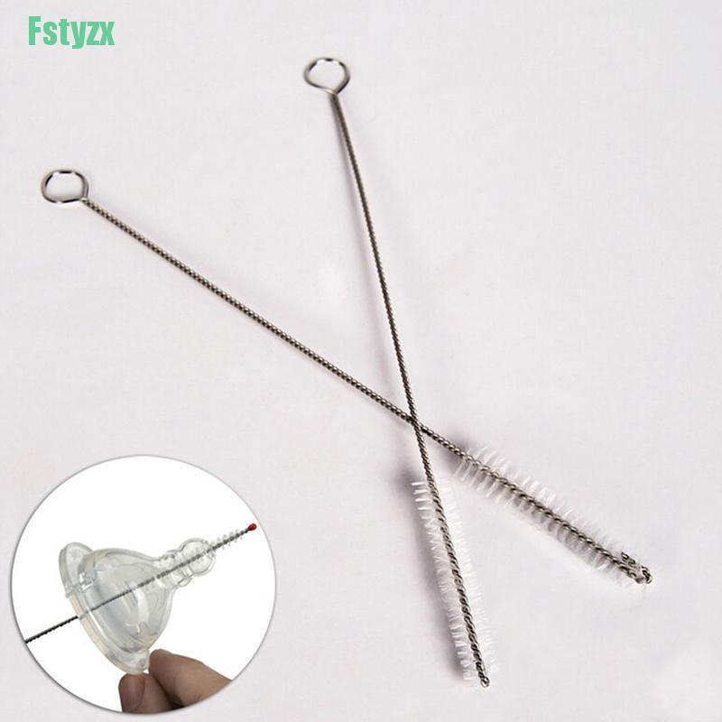 Fstyzx New 1 pcs Stainless Steel Nylon Straw Cleaning Cleaner Drinking Straws 17cm Brush