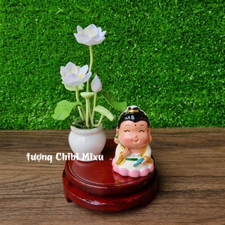 Chậu hoa sen trắng bằng đất sét Nhật