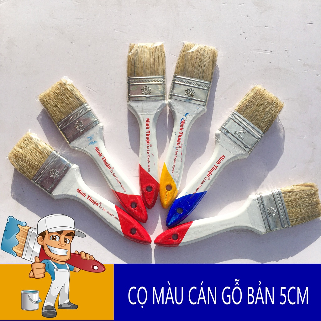 Chổi quét sơn cán gỗ cao cấp bản 5cm