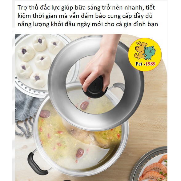 Nồi Hấp 3 tầng inox cao cấp ADS 24 cm - 28 cm Pet-1989