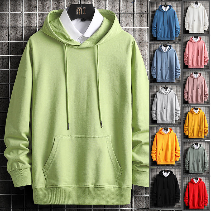Áo Hoodie Cotton Trơn Dáng Rộng Thời Trang Mùa Thu Hàn Quốc Dành Cho Nam Và Nữ (M-3XL)