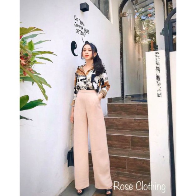 quần tây kháo sườn dài ,quần ống rộng khoá sườn -Quần Ống rộng ống suông lưng cao khóa sườn vải tuyết mưa | BigBuy360 - bigbuy360.vn