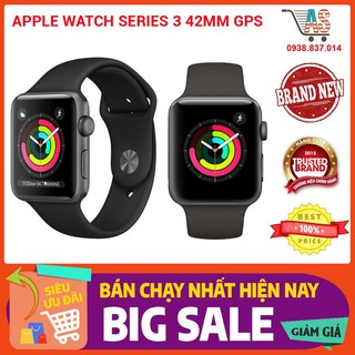 Đồng hồ thông minh Apple watch series 3 GPS 42mm viền nhôm dây cao su đen chính hãng