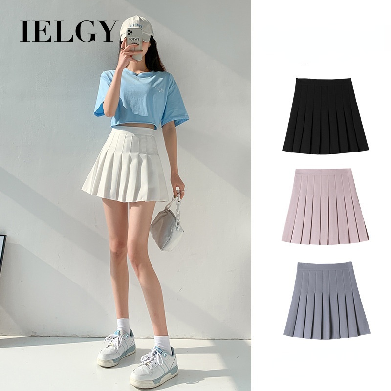 Chân váy IELGY ngắn xếp ly lưng cao phong cách Hàn Quốc