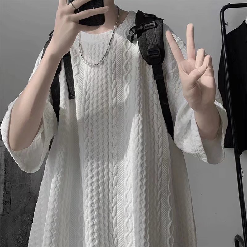 Áo Thun Ngắn Tay Phong Cách Retro Đường Phố Hong Kong Cho Nam