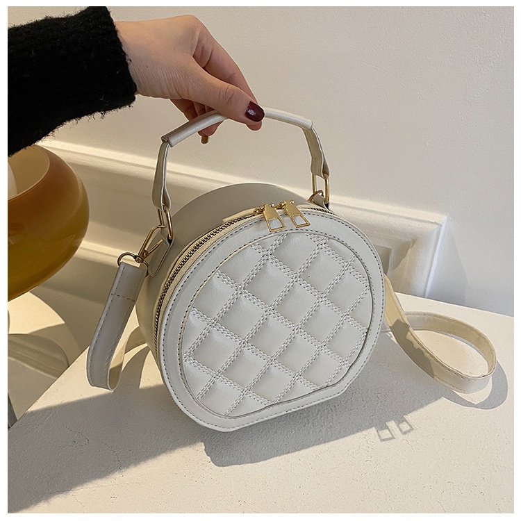 Túi Xách Tròn Nhỏ Đeo Vai Họa Tiết Hình Thoi Phong Cách Phương Tây Mẫu Mới Thời Trang Mùa Xuân Dành Cho Nữ 2022