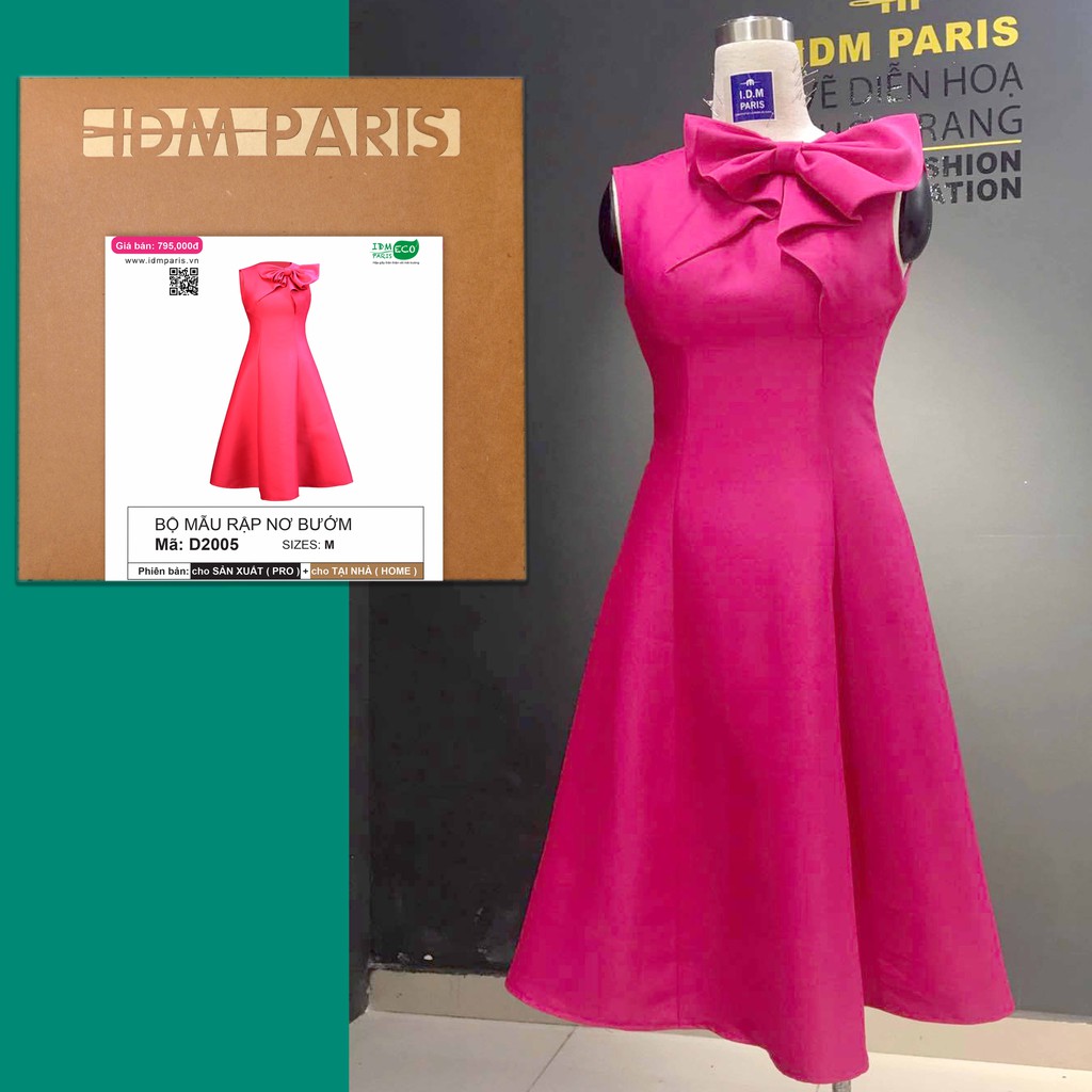 Váy Đầm Thiết Kế-Rập Đầm Nơ Bướm Chuẩn Phom, Hàng Thiết Kế Cao Cấp, Mẫu Mới Nhất -IDM PARIS -D2005