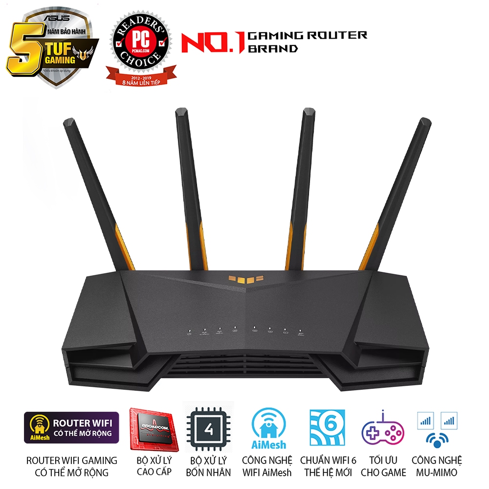 ASUS TUF GAMING AX4200 (Gaming Router) Wifi AX4200 2 băng tần, router WiFi gaming có thể mở rộng, USB 3.2