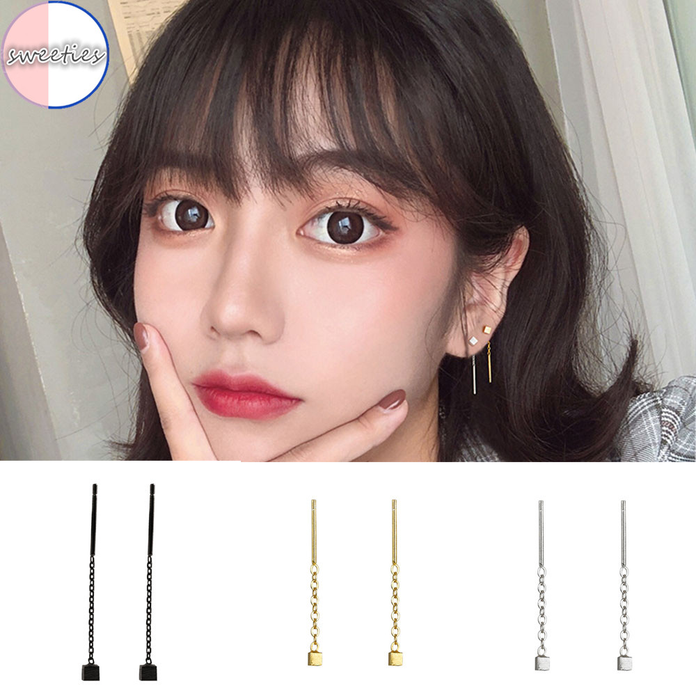 Đôi bông tai dài tua rua kiểu dáng đơn giản cho nữ