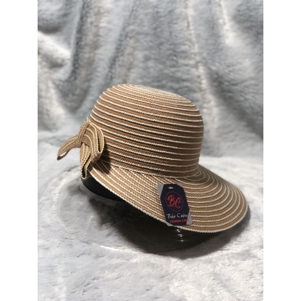 Nón vành nữ xoay sọc khoét đuôi nơ sau - Nón nữ