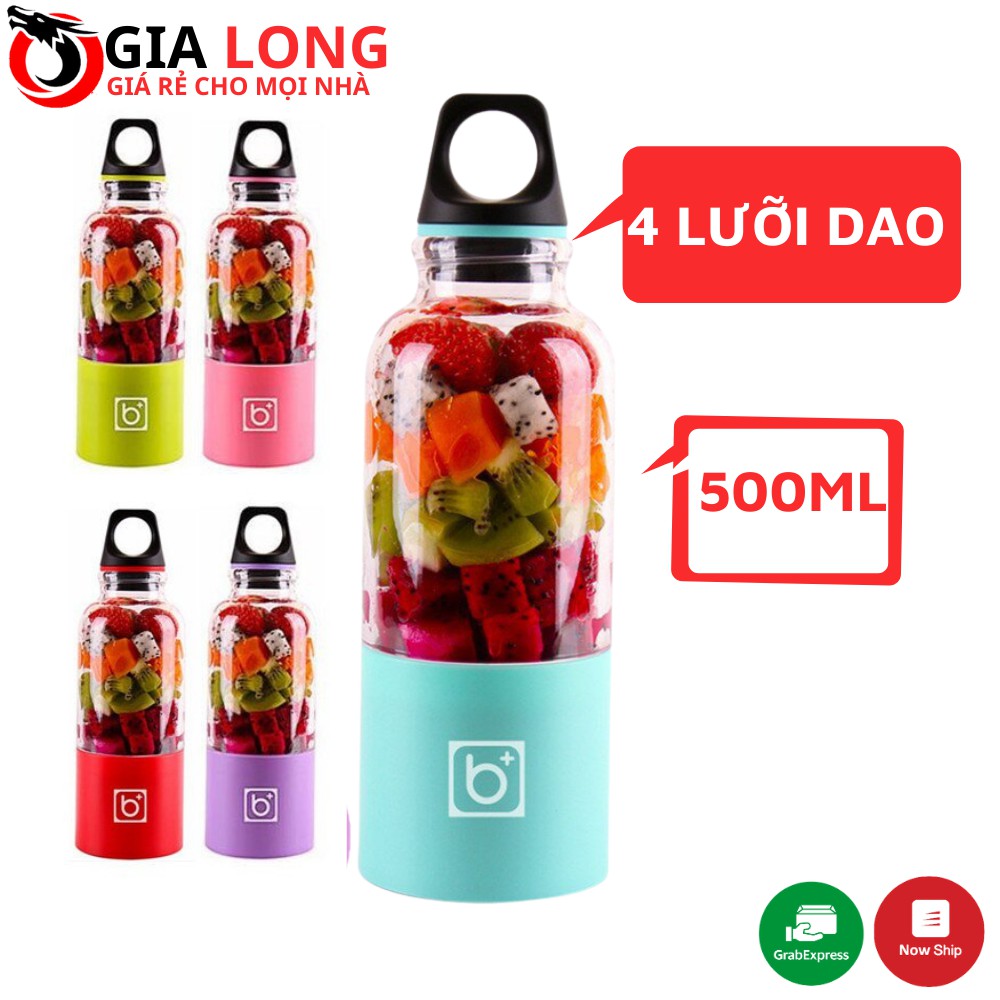 Máy Xay Sinh Tố Cầm Tay USB Bingo-4 Lưỡi-Dung Tích 500ml Cao Cấp, Tiện Lợi