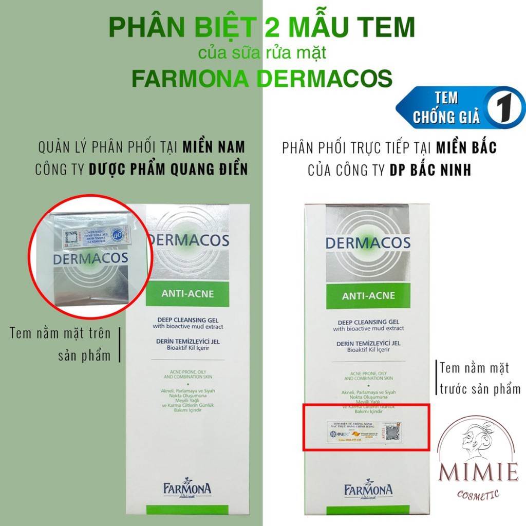 [CHÍNH HÃNG] SỮA RỬA MẶT DERMACOS SẠCH SÂU NGỪA MỤN CHO DA DẦU - DERMACOS ANTI-ACNE FARMONA GEL 150ML