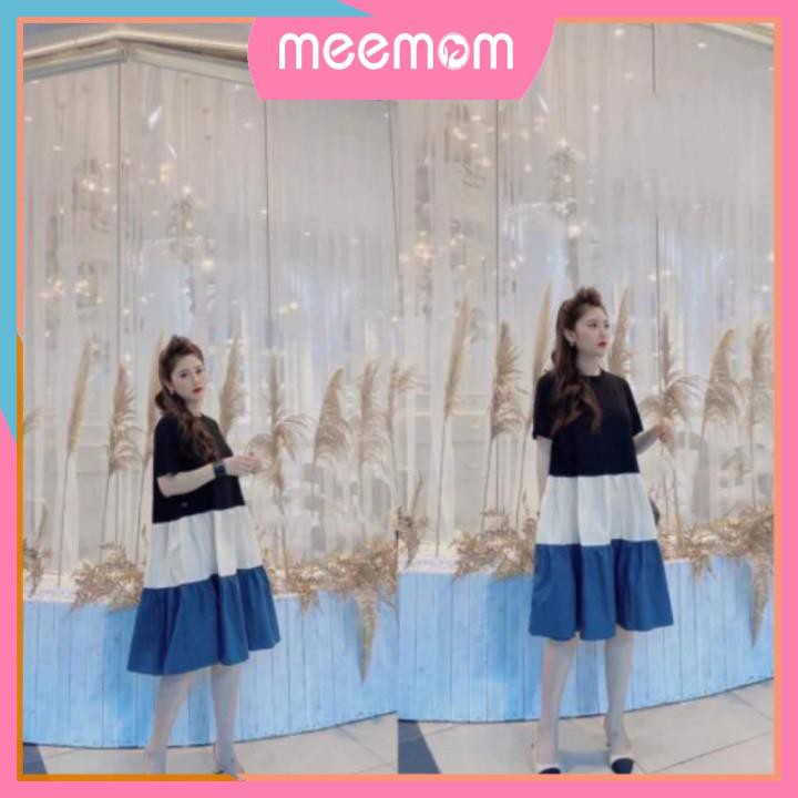 Váy bầu mùa hè - đầm bầu cotton suông 3 màu hàng freesize từ 45 đến 70kg BN04 - Meemom