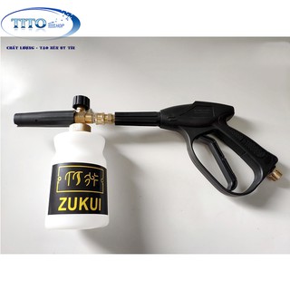[COMBO] Súng xịt cao áp + Bình bọt tuyết 1L - Phụ kiện máy rửa xe