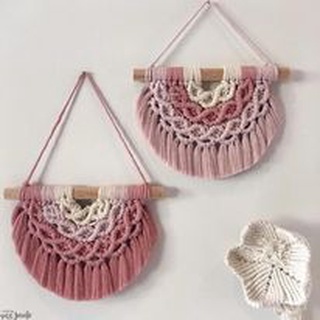 Macrame trang trí siêu độc đáo màu hồng phối