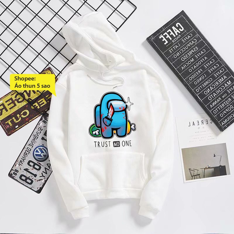 Áo Hoodie Among US [ HÀNG MỚI VỀ ] TRUST NO ONE Có 2 Màu Đen Và Trắng Chất Nỉ Dầy Dặn Hot Trend 2021