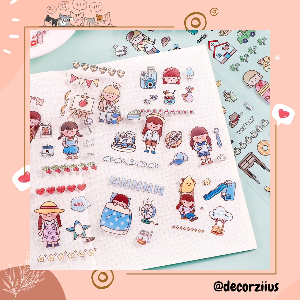 Sticker Cute, Hình Dán Cute Chữ Nhật Dễ Thương Xinh Xắn