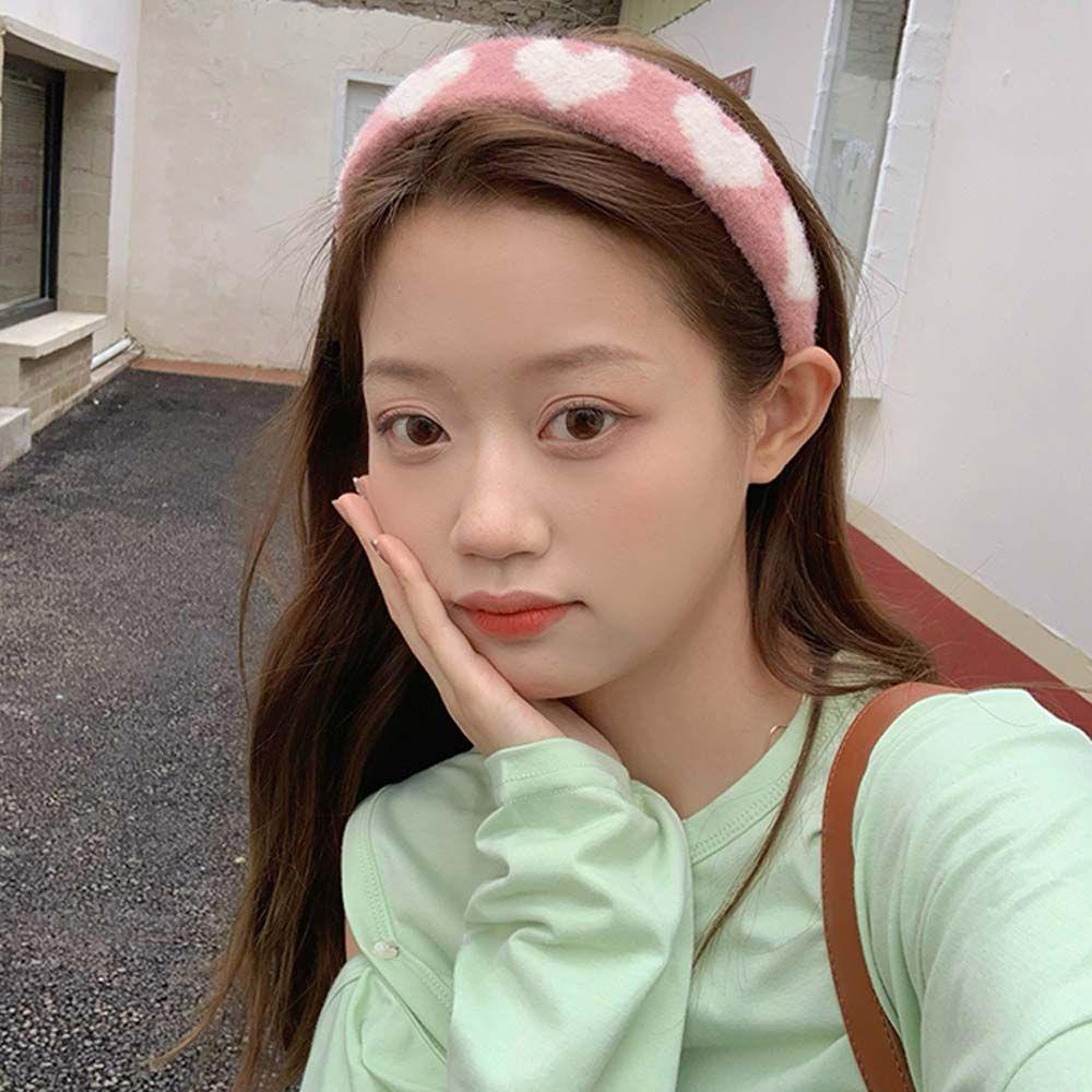 Băng Đô Cài Tóc Bằng Lông Cashmere Họa Tiết Trái Tim Màu Sắc Ngọt Ngào Thời Trang Cho Nữ