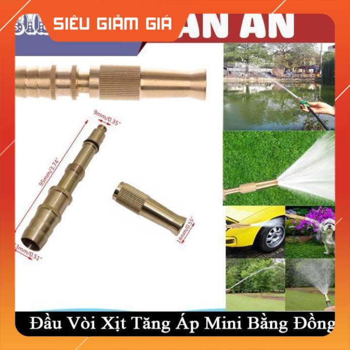 Đầu vòi xịt tăng áp mini Đầu vòi tăng áp đa năng bằng đồng tưới cây rửa xe cực mạnh 206587 tặng đai [SKM]