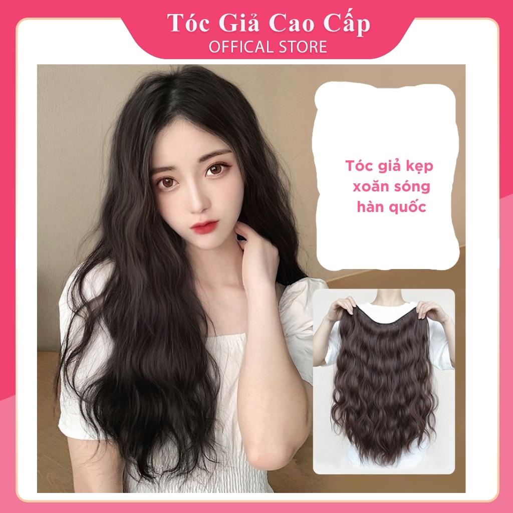 Tóc giả kẹp xoăn xù sóng kiểu hàn , sợi tơ cao cấp dành cho nữ đẹp, A13
