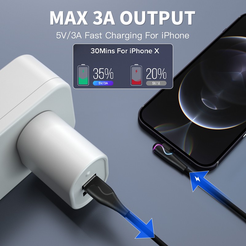 Greenport Cáp Sạc Nhanh 5a Cổng Micro Usb / Type-C / Lightning Có Đèn Led 7 Màu