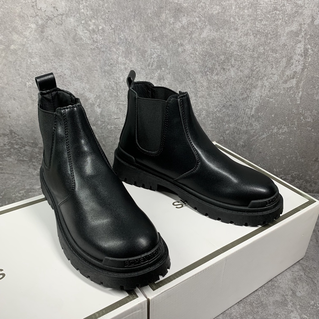 Giày bốt da nam - Chelsea Boots cổ thấp ôm chân phong cách Ulzzang mã BX03