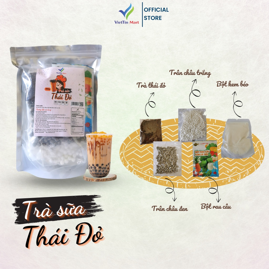 Set Nầu Trà Sữa Thái Đỏ Viettin Mart 500g