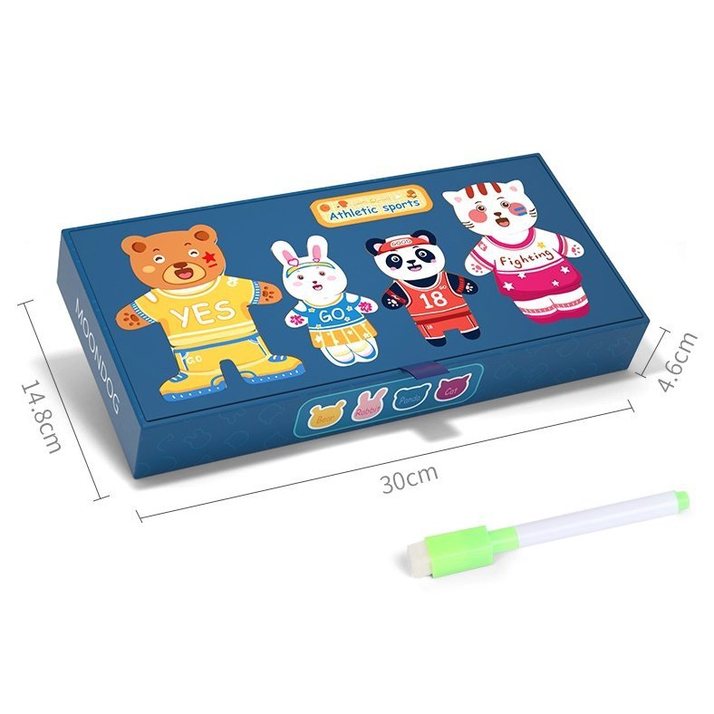 ĐỒ CHƠI GHÉP HÌNH GẤU THAY ÁO CÓ NAM CHÂM GIÚP BÉ PHÁT TRIỂN TƯ DUY (BẢNG 2 MẶT )