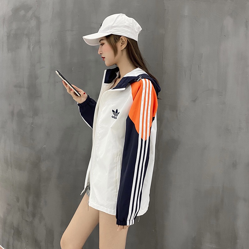 Áo khoác gió Adidas chống thấm nước có mũ trùm đầu thời trang phong cách unisex