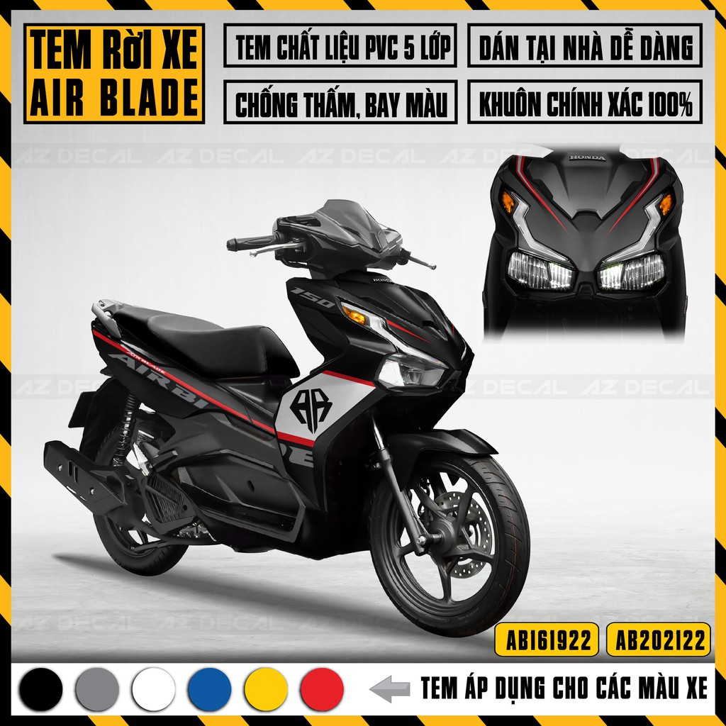 Tem Airblade Logo AB Chế | AB22 | Tem Rời Xe AB Cao Cấp Chống Nước, Chống Bay Màu, Cắt Sẵn Khuôn