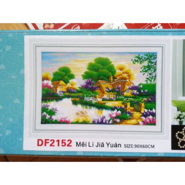 Tranh đính đá hoa khai phú quý DF2152