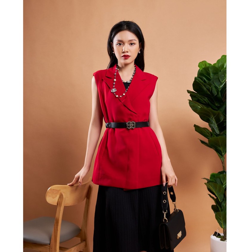 [Mã FAMALLT5 giảm 15% đơn 150k] Áo ghi lê đỏ không tay thiết kế Elise | BigBuy360 - bigbuy360.vn