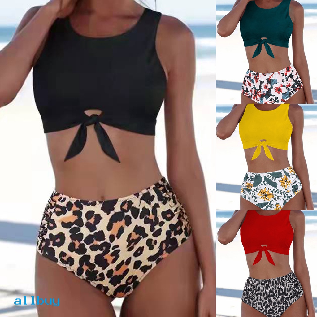 Bộ Đồ Bơi Bikini Hai Mảnh Cổ Chữ U Họa Tiết Hoa Thời Trang Sành Điệu Cho Nữ
