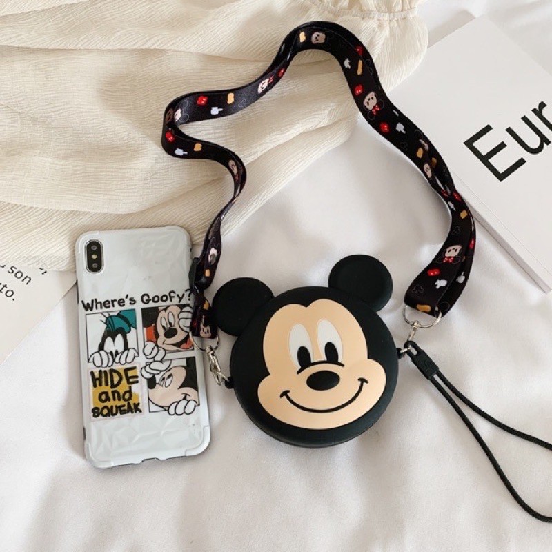 Túi Đeo Chéo Mickey Minnie Silicon Cho Mẹ Và Bé