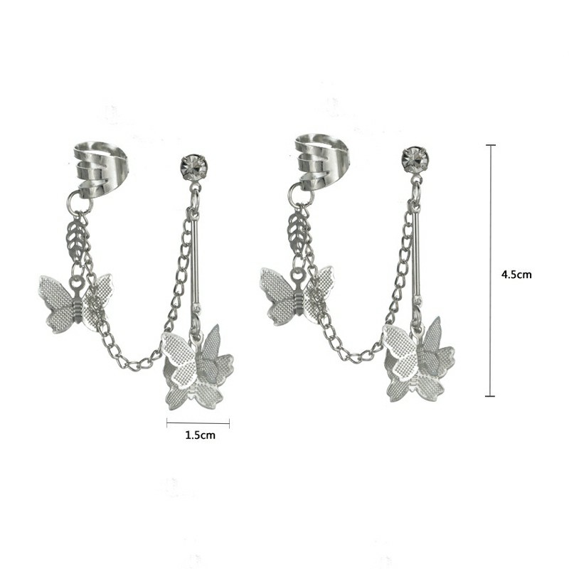 Bông tai dạng dây đôi hình bướm MS25
