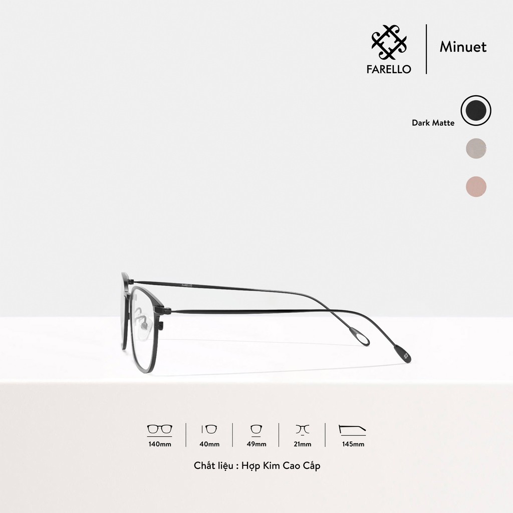 Gọng kính cao cấp nam nữ FARELLO Minuet mắt vuông kim loại cao cấp thanh mảnh thời trang | BigBuy360 - bigbuy360.vn