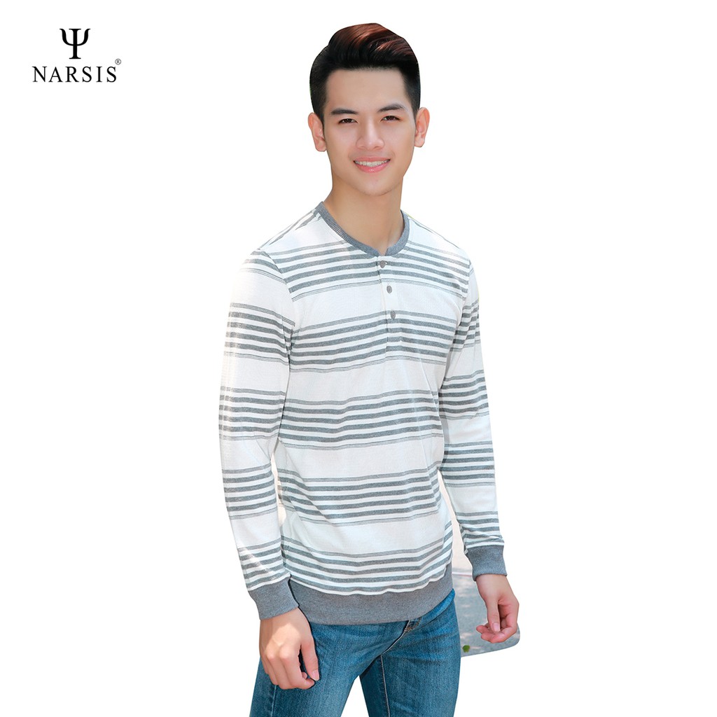 Áo nam dài tay cổ tròn Narsis D7049