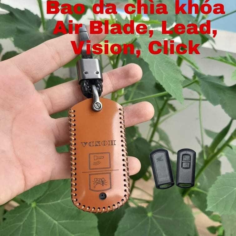 Bao Da Chìa Khóa Xe Máy Honda (Air Blade, Lead, Vision, Vario) Da Bò Nhập Khẩu, Khắc Tên, Số ĐT Chủ Xe.