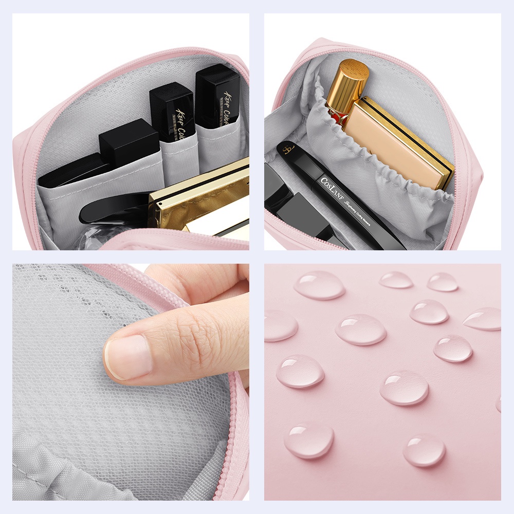 Túi Đựng Mỹ Phẩm Son Môi Bằng PU Có Khóa Kéo Chống Nước Thời Trang Cho Nữ