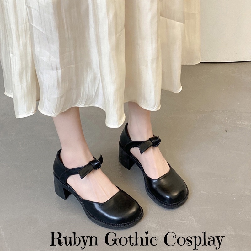 [Sẵn]  Giày Lolita Tiểu Thư cột nơ màu trắng, đen ( Size 35-39) H03