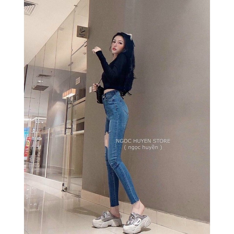 quần jean rách vuông to sexy girl hàng loại 1