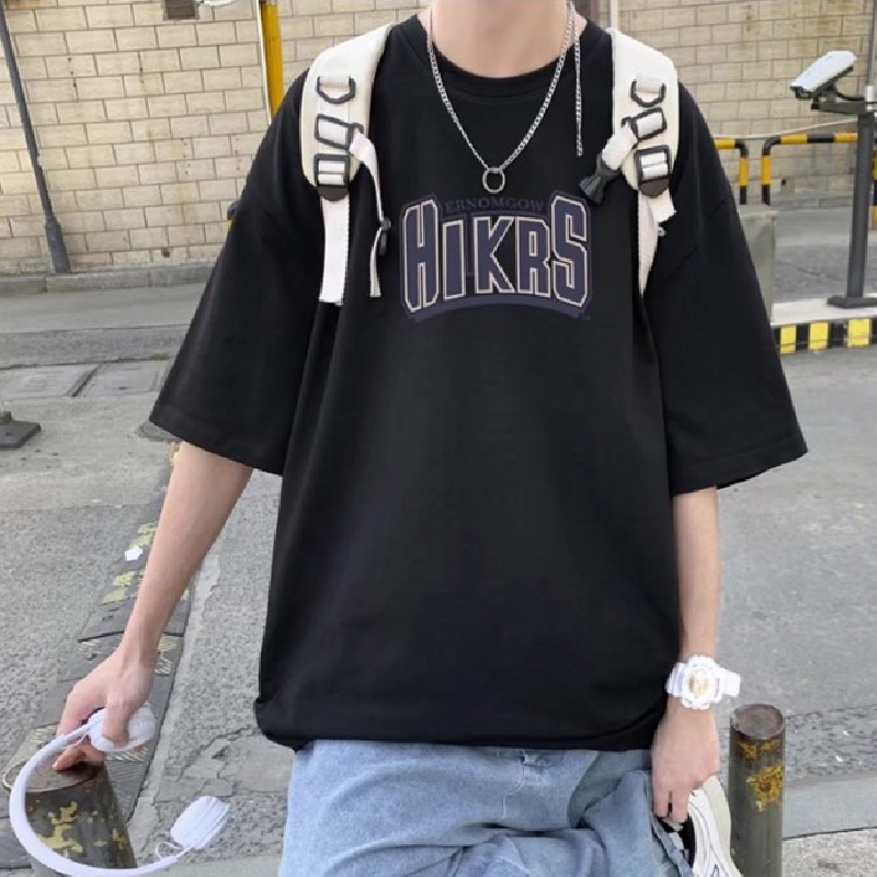 Áo Thun Tay Ngắn Dáng Rộng In Chữ Thời Trang Mùa Hè Phong Cách Hàn Quốc Cho Nam Size M-8XL