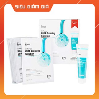 Hộp 10 miếng Mặt nạ giấy Dr. Wonjin W.Therapy Cica Dressing Solution + 1 tuýp sữa rửa mặt 100ml