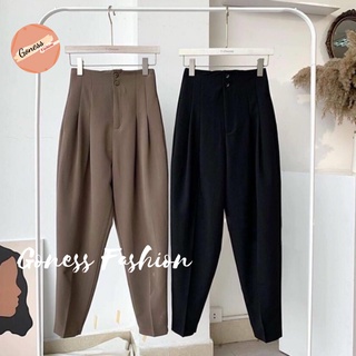 Quần Bo Ống Nữ Xếp Ly Cạp Cao 2 Khuy Nhiều Màu, Chất Liệu Vải Mềm Ống Suông Lên Dáng Cực Chất