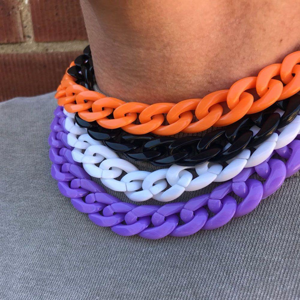 WONDER Vòng Cổ Choker Dây Xích Acrylic Phong Cách Hip Hop Gothic