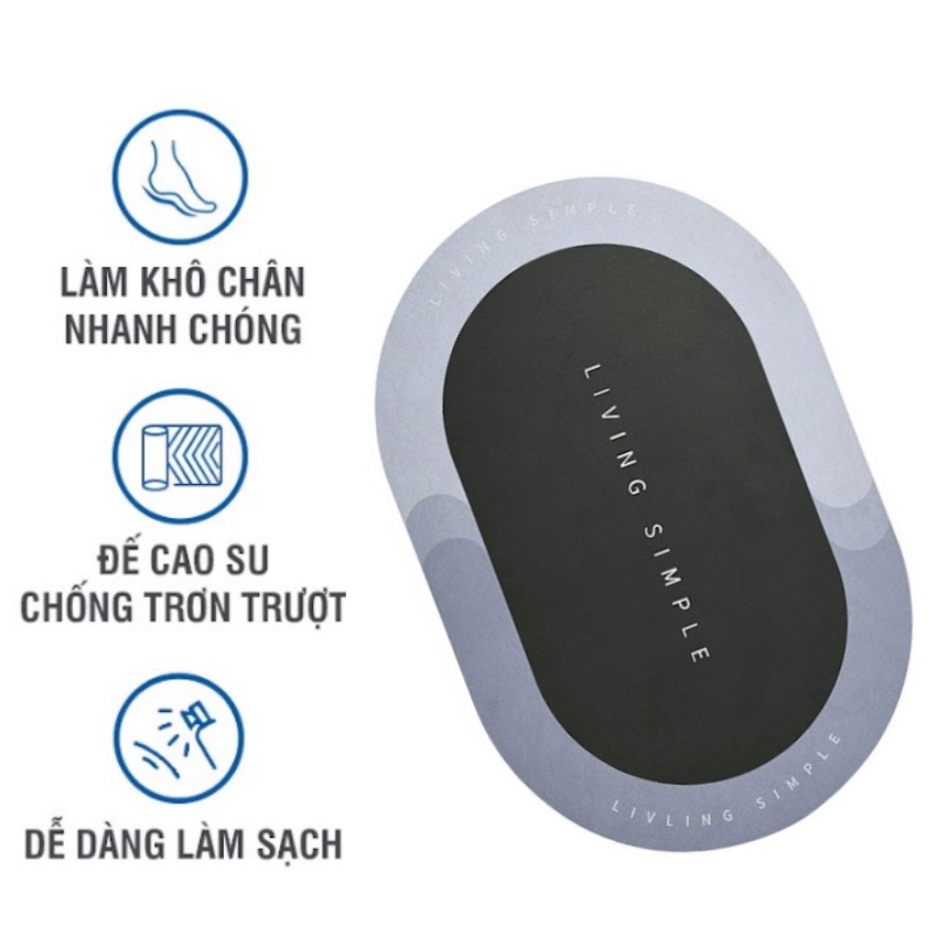 Thảm chùi chân thấm nước chống trượt chất liệu Silicon cao cấp dùng nhà tắm bếp inuka.decor.