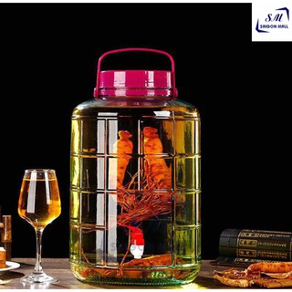 Bình ngâm rượu thủy tinh Quai Xách 12 lít có van hoặc không van