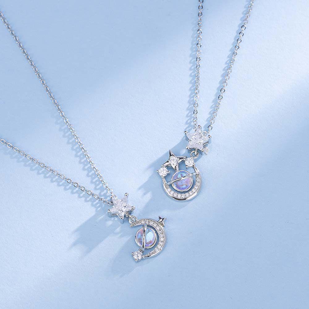 VANES1 Vòng cổ Mặt Hình Ngôi Sao / Mặt Trăng Đính Đá Lấp Lánh Sang Trọng Cho Nữ