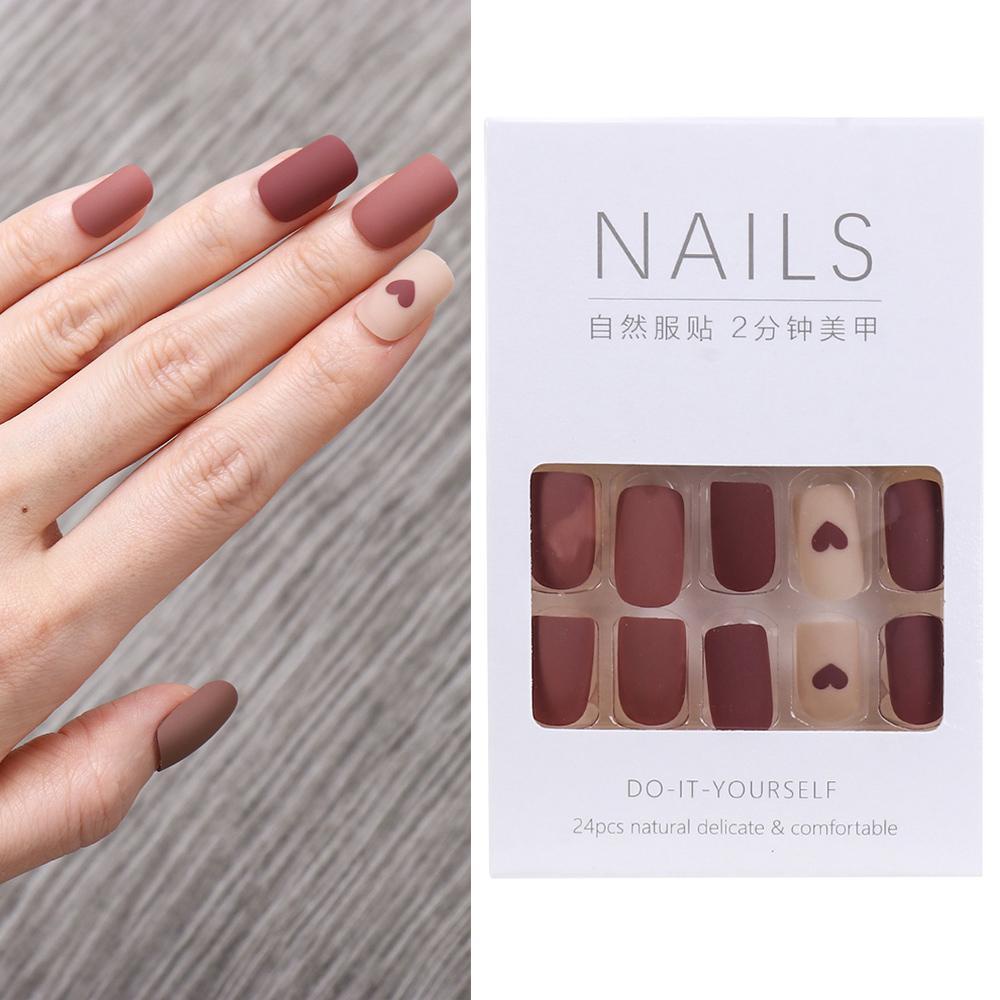 Bộ 24 Móng Tay Giả Hình Trái Tim Thời Trang